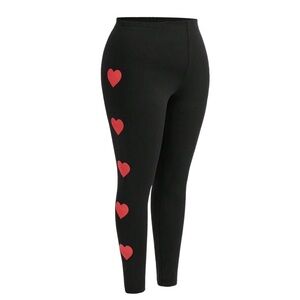 Knitted Heart Pattern Long High Waist Leggings